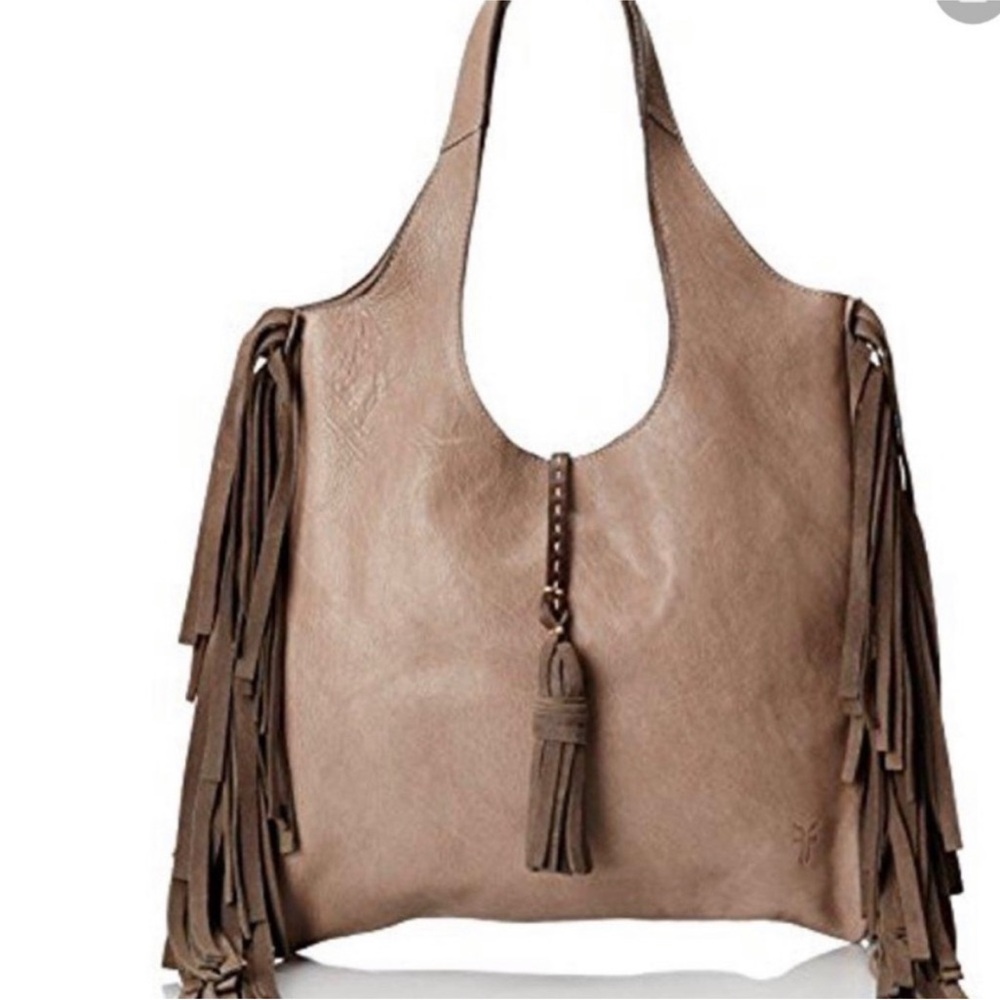 Frye Farrah Fringe Tan Leather Bag